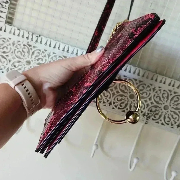 Topshop Vegan Faux Snakeskin Purse Red Black - Picture 8 of 16